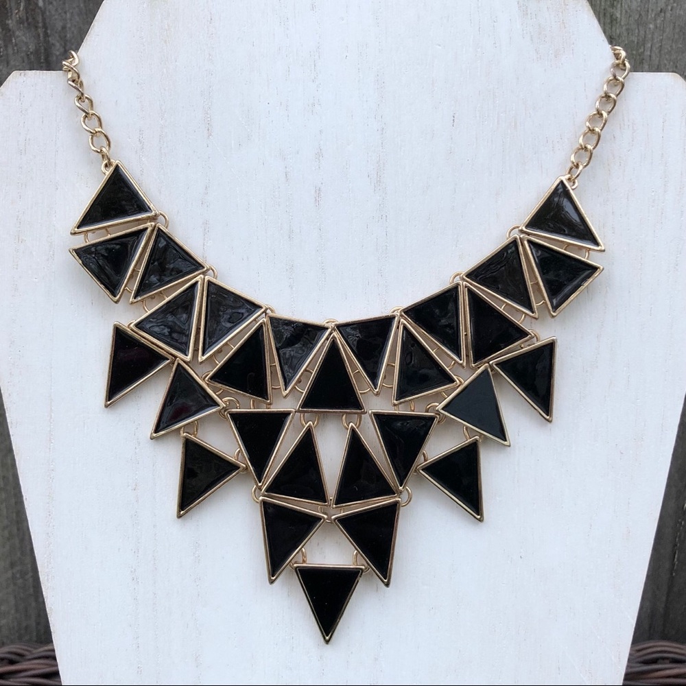 Black Geometric Statement Necklace - image 1